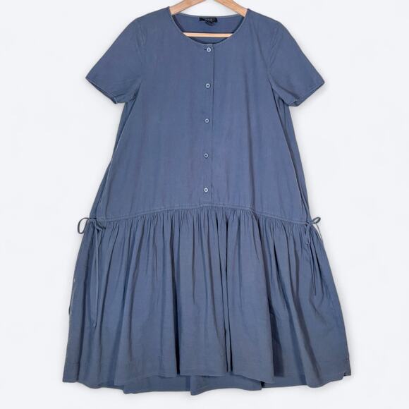 COS Drawstring Organic Cotton Dress Women's XS Prairie Boho Oversized Pockets - Picture 1 of 9